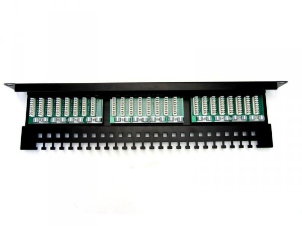 Digitus Patch panel 19&quot; 24 porty, kat.5e, U/UTP, 1U, wspornik kablowy, czarny (kompletny)