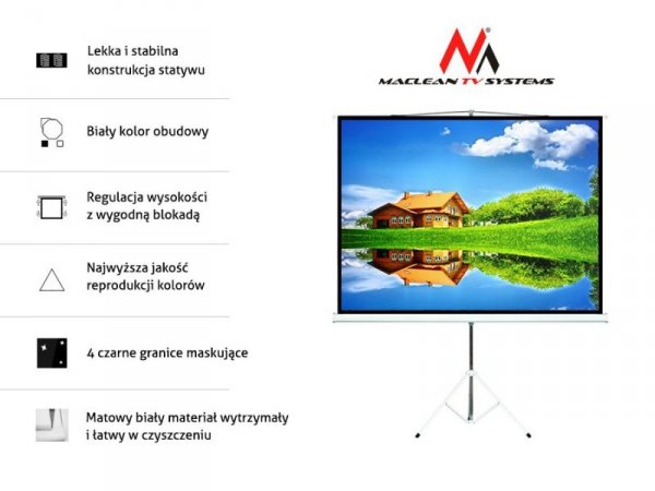 Maclean Ekran projekcyjny MC-680 112&quot; 1:1 stojak