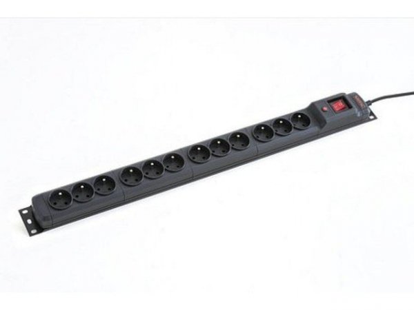 Armac Listwa przeciwprzepięciowa  M12/16A Rack 19&#039;&#039; 2.5m czarna (12 gniazd) do montażu pionowego