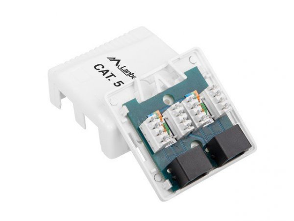 Lanberg Gniazdo natynkowe 2x RJ45 Kat.5E białe