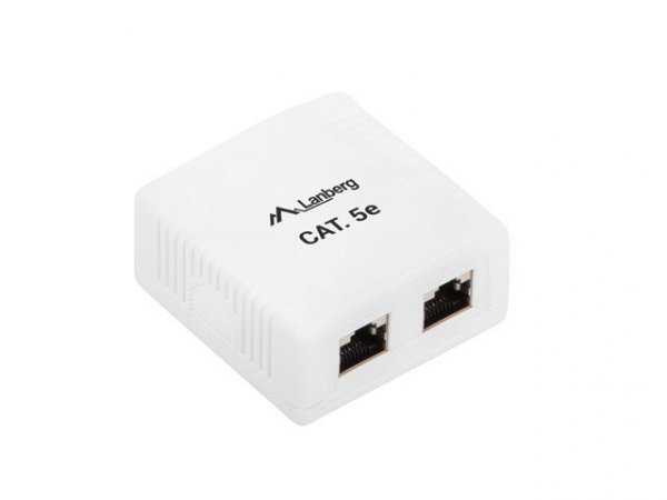 Lanberg Gniazdo natynkowe 2x RJ45 Kat.5E białe ekranowane