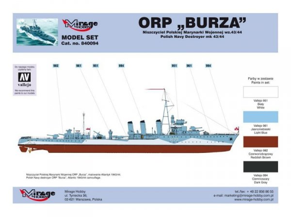 Mirage ORP &#039;Burza&#039; wz.44 [Polski Niszczyciel II WŚ]