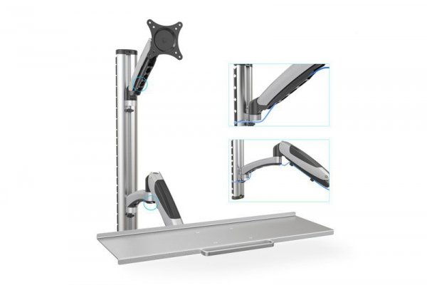 Digitus Ramię naścienne pojedyncze, 1xLCD + klawiatura, max. 27&quot;, max. 8kg, uchylno-obrotowe 360° (PIVOT)