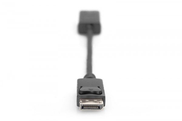 Digitus Kabel adapter DisplayPort z zatrzaskiem 1080p 60Hz FHD Typ DP/HDMI A M/Ż 0,2m Czarny