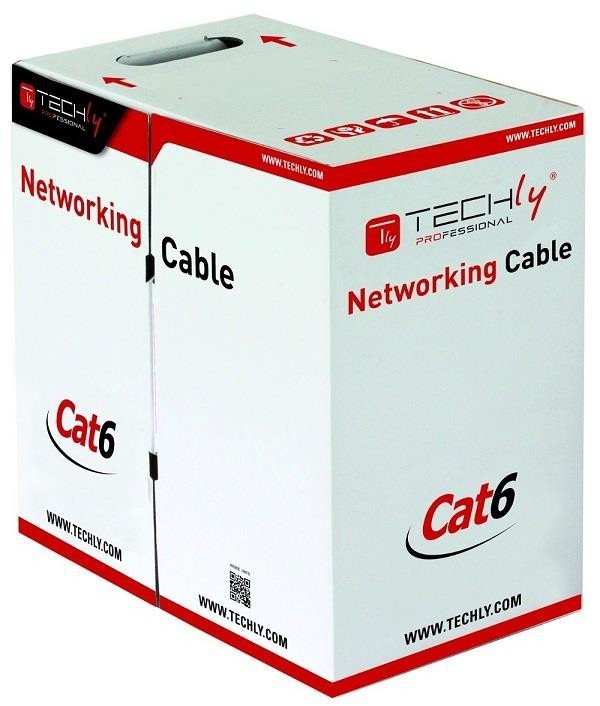 Techly Kabel instalacyjny skrętka UTP Cat6 4x2 drut 100% miedź  305m szary