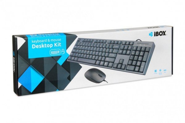 iBOX Zestaw klawiatura + mysz IBOX IKMS606 (USB 2.0; (US); czarna, optyczna; 800 DPI)
