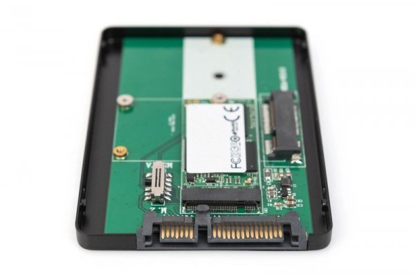 Digitus Adapter na dysk SATA/HDD 2,5&quot; M.2 /mSATA SATA 3,6 Gbit/s, zapis do 520 MB/s Aluminiowa