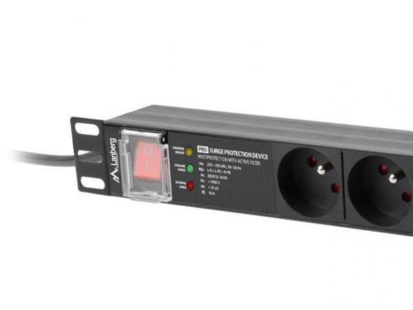 Lanberg Listwa zasilająca rack PDU 19 cali 1U 16A 7X 230V PL SPD-3MP 2m czarna