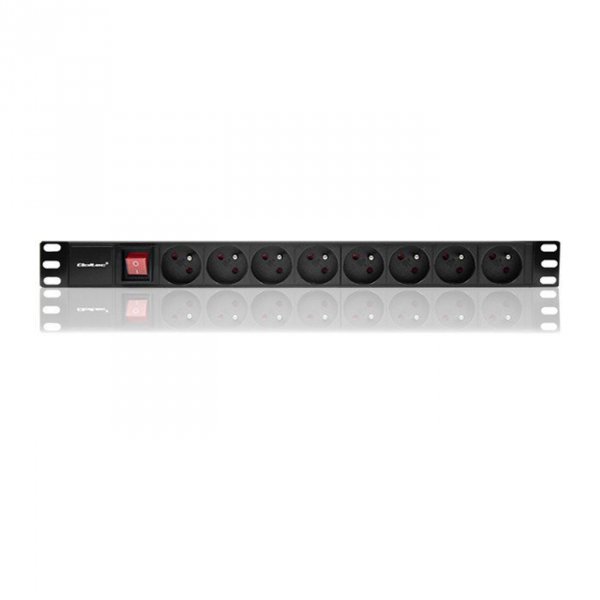 Qoltec Listwa zasilająca do szafy RACK 1U | 16A | PDU | 8xFRENCH | 2m
