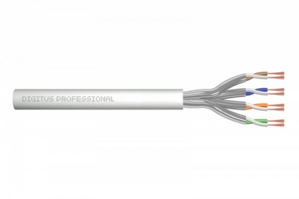 Digitus Kabel teleinformatyczny patchcordowy kat.6A, U/FTP, linka, AWG 27/7, LSOH, 305m, szary, karton