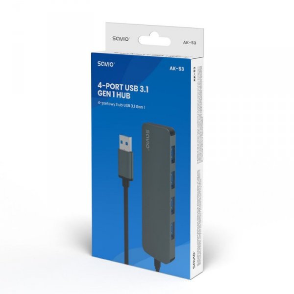 Savio 4-portowy HUB USB 3.1 Gen 1, AK-53