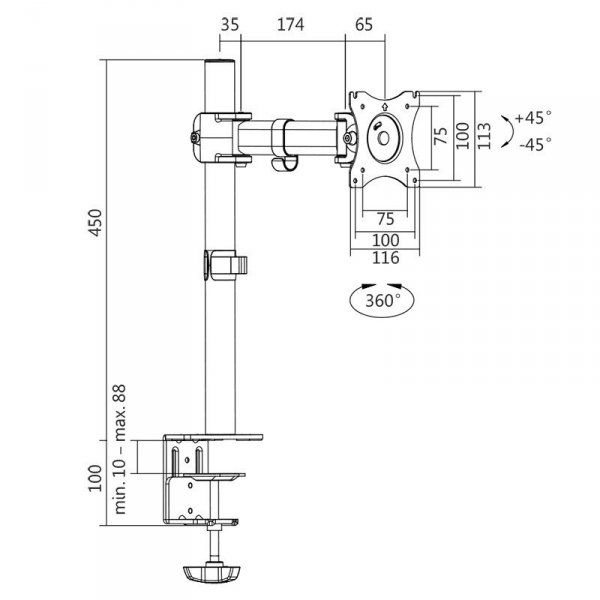 LogiLink Uchwyt do monitora VESA 13-27&#039;, max. 8kg