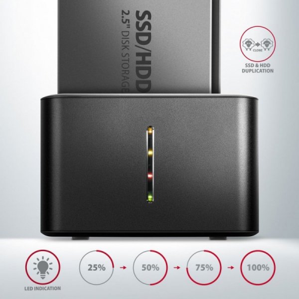AXAGON ADSA-D25 MINI stacja dokująca USB 3.2 Gen 1 - 2x SATA 6G 2.5&quot; SSD/HDD CLONE