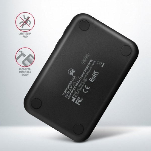 AXAGON ADSA-D25 MINI stacja dokująca USB 3.2 Gen 1 - 2x SATA 6G 2.5&quot; SSD/HDD CLONE