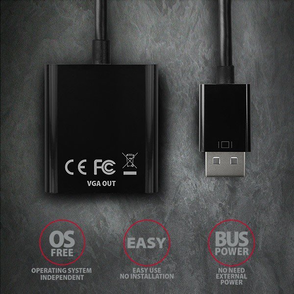 AXAGON RVD-VGN Adapter DisplayPort -&gt; VGA FullHD 1920x1200