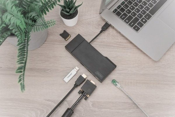 Digitus Stacja dokująca USB 3.0 Typ A, 7-portów, 4K 30Hz, HDMI, VGA, 2x USB 3.0, SD microSD, RJ45