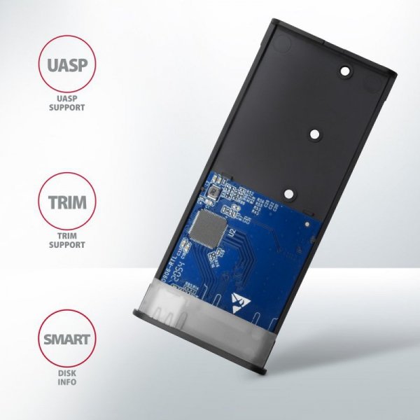 AXAGON EEM2-SB2 Obudowa zewnętrzna aluminiowa bezśrubowa USB-C 3.2 Gen 2 - M.2 NVMe / SATA SSD 30-80mm ALU pudełko czarne + USB-
