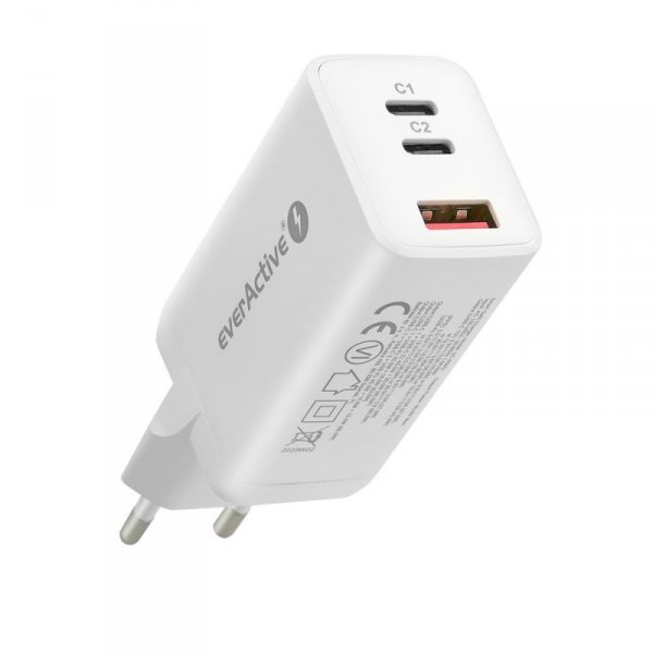 everActive Ładowarka USB/USB-C QC4+ 65W technologia GaN Biała