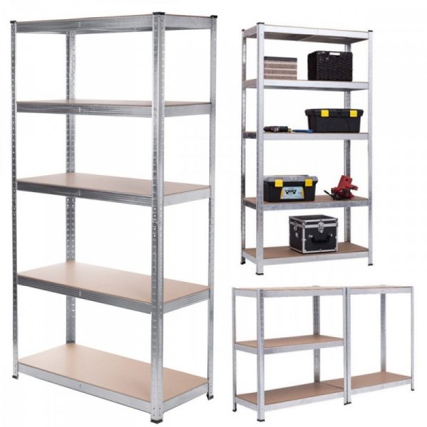GreenBlue Regał magazynowy metalowy szafka 175 kg x5  ocynk rozkładany MDF GB378
