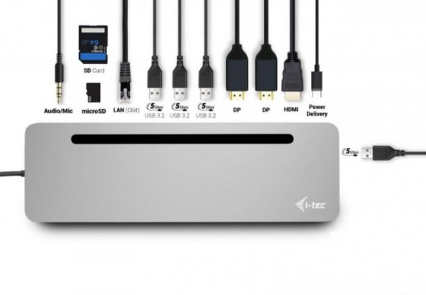 i-tec Stacja dokująca USB-C Metal Ergonomic 4K 3x Display Docking Station PD 100W + i-tec Universal Charger 100W (bundle)