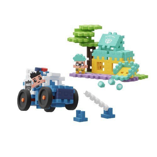 Marioinex Klocki konstrukcyjne Waffle mini - Auto policyjne i sklep jubilerski
