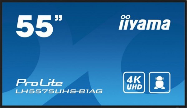 IIYAMA Monitor 54.6 cali ProLite LH5575UHS-B1AG 24/7,IPS,ANDROID.11,4K,500cd/m2,WiFi,3xHDMI,DP,Daisy/Chain,2xUSB,2x10W,RJ45,iiSi