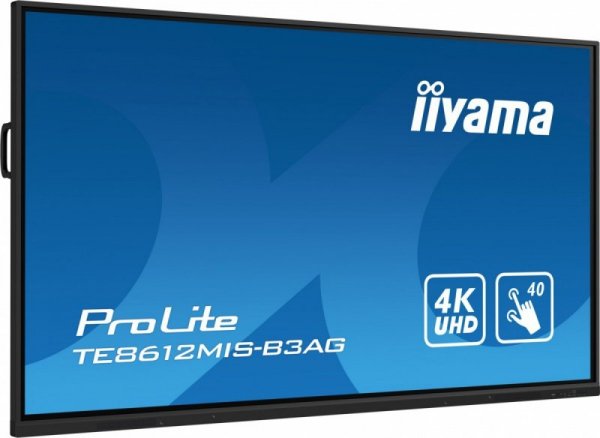 IIYAMA Monitor 85.6 cala ProLite TE8612MIS-B3AG,INFRARED,40pkt,VA,4K, 24/7, 7H, WiFi,VGA, HDMI, USB-c, Bluetooth,metal,8ms, vesa