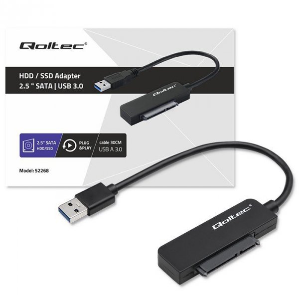 Qoltec Adapter SATA | Przejściówka na dysk SSD HDD 2.5&quot; | USB 3.0 | Super speed 5Gb/s | 2TB