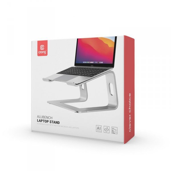 CRONG AluBench  Aluminiowa podstawka do laptopa Srebrna