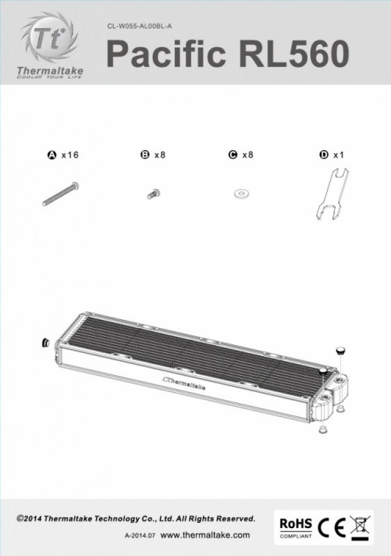 Thermaltake Chłodzenie wodne - Pacific RL560 radiator (560mm, 5x G 1/4&quot;, miedź) - Czarne