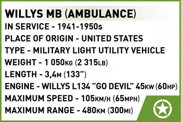 Cobi Klocki Klocki Medical Willys MB