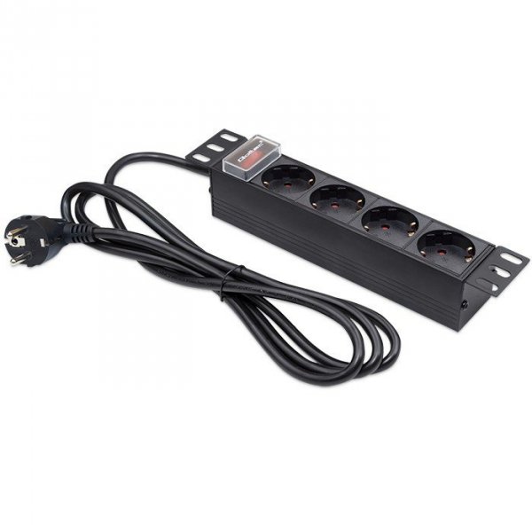 Qoltec Listwa zasilająca PDU do RACK 10&quot; | 1U | 16A | 4xSchuko | 1.8m