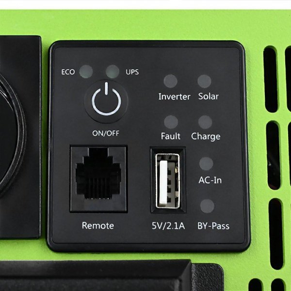 Qoltec Przetwornica solarna 3w1 z funkcją ładowania AC | MPPT | UPS |   ATS | 1000W | 2000W | 12V na 230V | Czysty Sinus