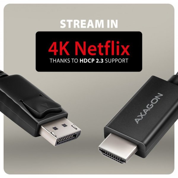 AXAGON RVD-HI20C2 Adapter aktywny DisplayPort -&gt; HDMI 1.4, 4K/60Hz, kabel 1,8m