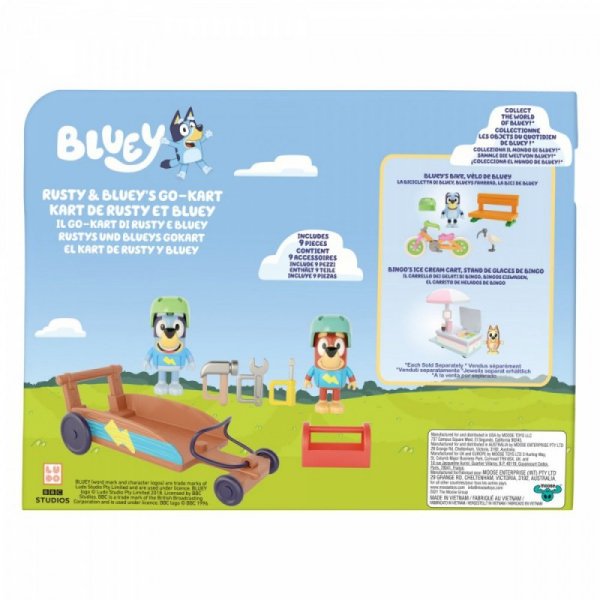 Tm Toys Zestaw figurek Bluey Gokart + 2 figurki piesków