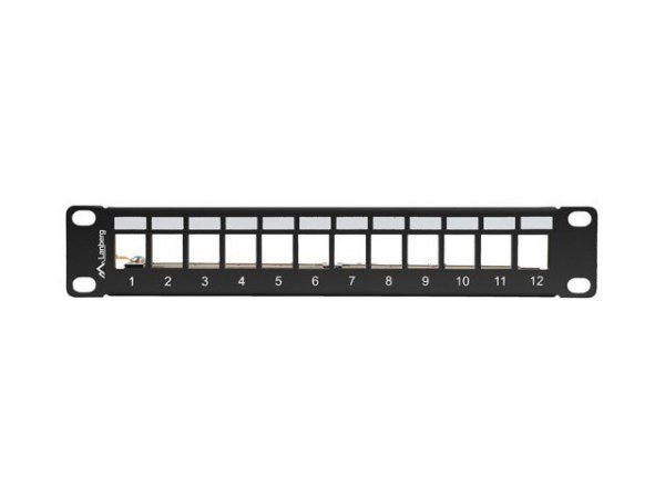 Lanberg Patch Panel 12 Port 1U 10 cali FTP z organizatorem do modułów      keystone czarny