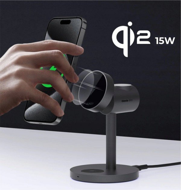 AUKEY LC-MC311 3w1 ładowarka bezprzewodowa MagSafe Qi2 15W + ładowarka PD 30W