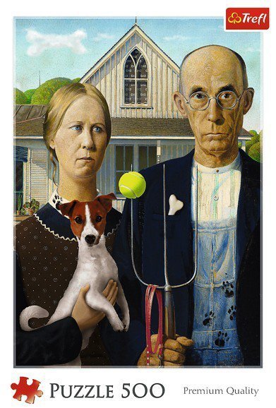 Trefl Puzzle 500 elementów American Gothic Psia Edycja