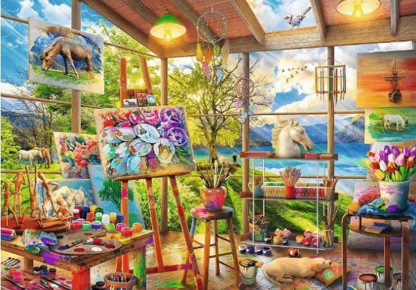 Trefl Puzzle 2x500 elementów Sztuka malowania Kotki