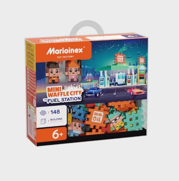 Marioinex Klocki Mini Waffle - Stacja benzynowa 148 elementów
