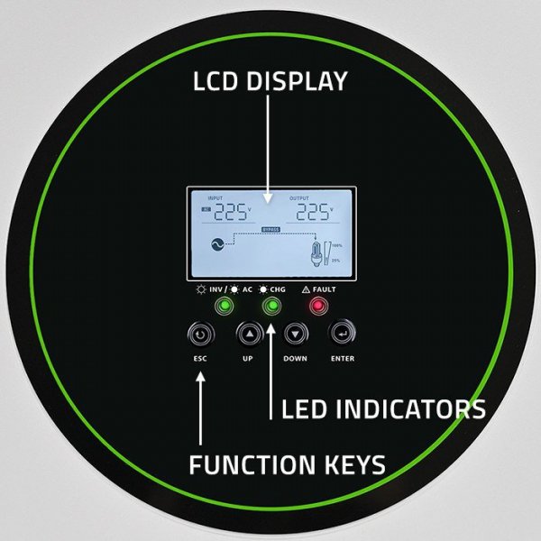 Qoltec Hybrydowy Inwerter solarny Off-Grid 3500W | 100A | 24V | MPPT |  BMS | opcja Wi-Fi | Sinus | Power Factor 1.0