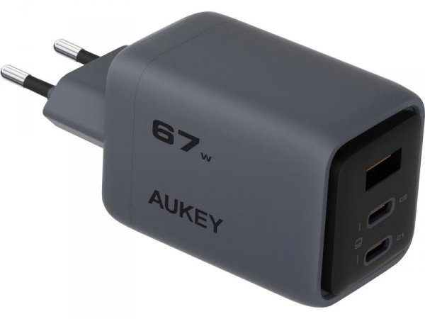 AUKEY PA-C3 ładowarka sieciowa 3xUSB (2xUSB-C + 1xUSB-A) 67W 5A QC5.0 PD3.0 AFC PPS FCP SCP
