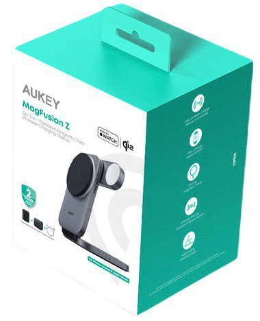 AUKEY LC-MC312 Slim 3w1 ładowarka bezprzewodowa MagSafe Qi2 15W  + ładowarka PD 30W + Etui