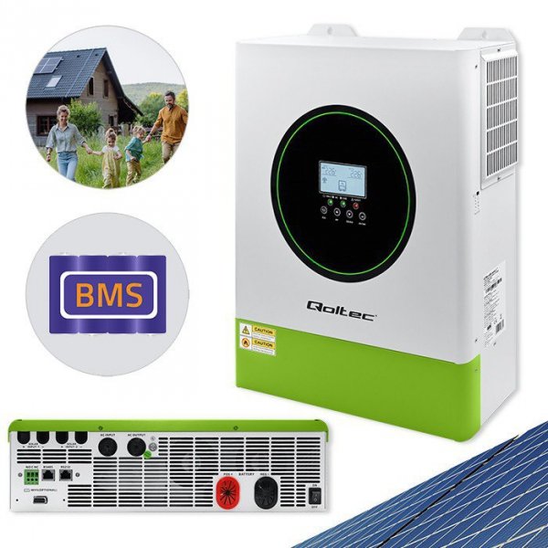 Qoltec Hybrydowy Inwerter solarny Off-Grid 11000W | 160A | 48V | MPPT | BMS | Sinus | opcja Wi-Fi | Power Factor 1.0
