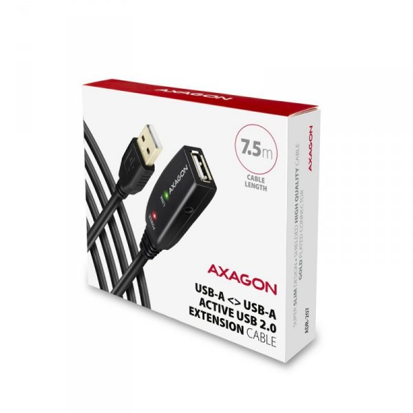 AXAGON ADR-207 USB 2.0 A-M -&gt; A-F aktywny kabel przedłużacz/wzmacniacz 7.5m