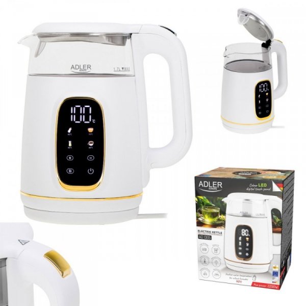 Adler Czajnik 1,7l z wyświetlaczem LED, regulacją temperatury AD 1305WG