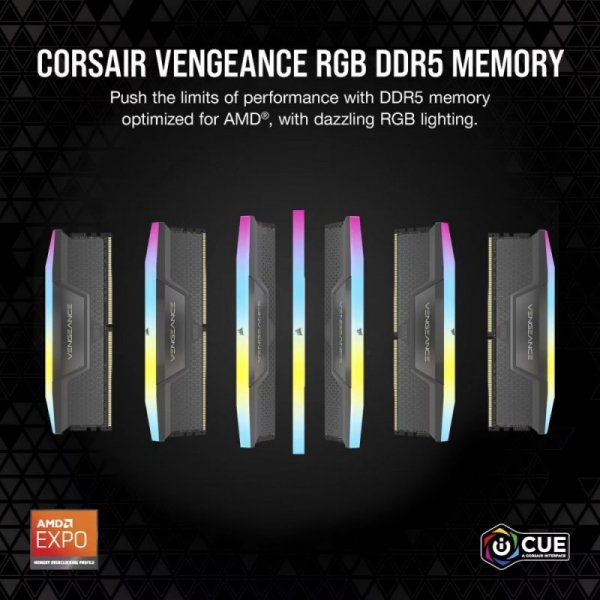 Corsair Pamięć DDR5 Vengeance RGB 96GB/6000(2*48GB) CL30 AMD EXPO & Intel XMP