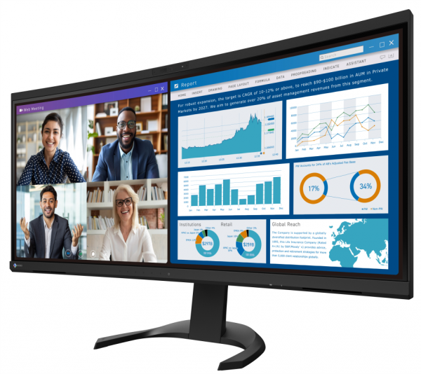 EIZO FlexScan EV3450XC-BK - monitor 34,1&quot;, 3440 x 1440 UWQHD, zakrzywiony, wbudowana kamera 21:9, (czarny)