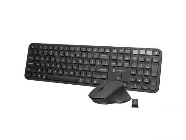 Zestaw bezprzewodowy klawiatura + mysz OCTOPUS 2, Slim&amp;amp;Silent, BT 5.0, 2.4 GHz, czarny