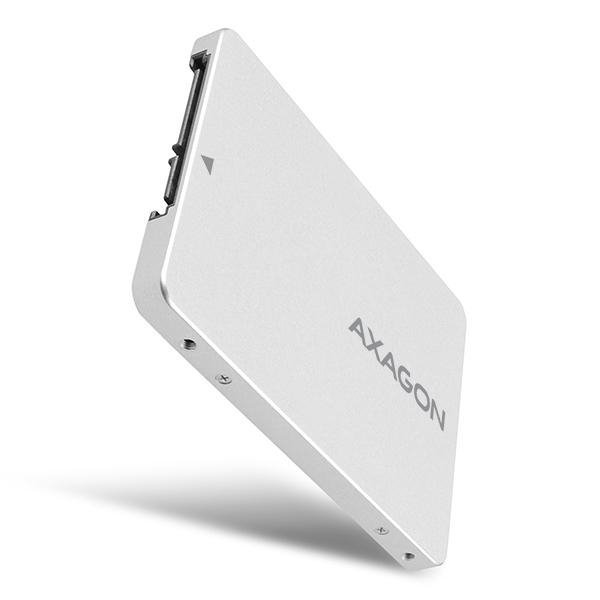 Wewnętrzna obudowa montażowa 2,5&quot; Axagon RSS-M2SD z interfejsem SATA do dysk&amp;oacute;w SSD M.2 SATA srebrna